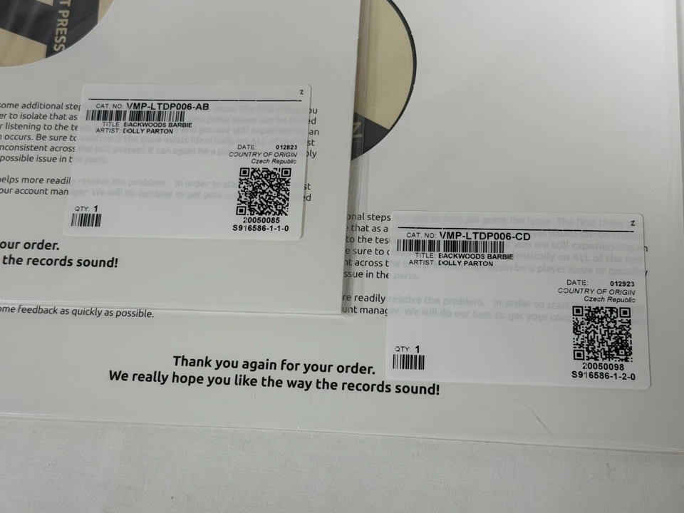 Dolly Parton – Backwoods Barbie | Vinyl Me Please Test Press White Label Promo - Image 4 of 4