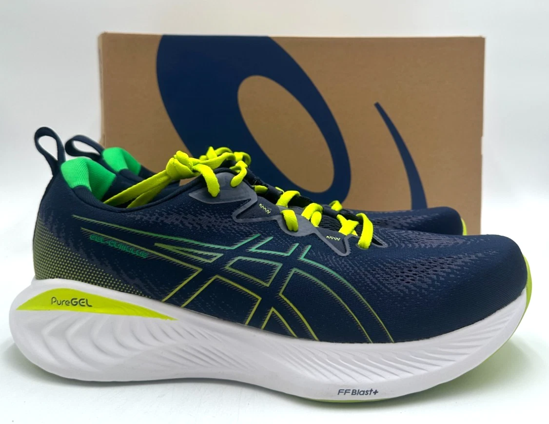 Asics GEL CUMULUS 25 NUOVA scarpa sportiva uomo blu verde taglia 12 US larghezza D
