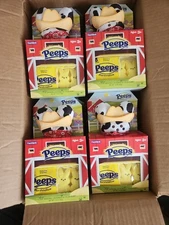 Peeps Eeaster 6" Cowboy Bunny Plush & Peeps Yellow Peeps Marshmallows Lot Of 18