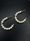 Signed 14K Yellow Gold Freshwater Pearl Demi Hoops with 14K Butterfly Closures