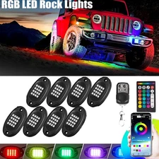 8x RGB LED Pods Rock Lights Kit Underbody Neon Light Fit Ford F-150 F-250 F-350