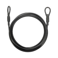 1/8" Dia 9.8ft Security Cable Lock Vinyl Coated Steel with Double Loop Black