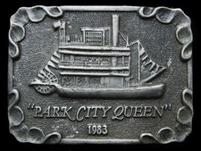 JL23112 VINTAGE 1983  PARK CITY QUEEN  RIVER BOAT PEWTER BELT BUCKLE