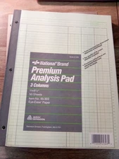 National Brand Premium Analysis Pad 45-303 3 Columns Approx 250 Sheets