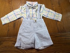 NWT Janie and Jack Little Garden Suspender Shorts Bodysuit Bowtie 18-24 Months