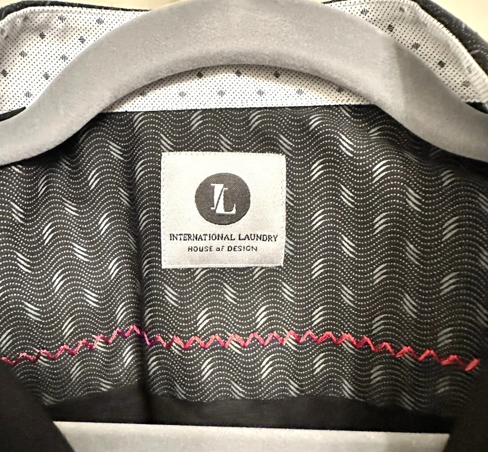 Рубашка мужская International Laundry черная с серым узором большая - Изображение 3 из 4