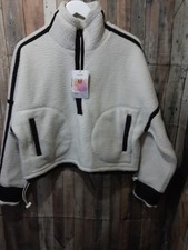 Womens 1/4 Zip Cropped Fleece Hoodie Medium