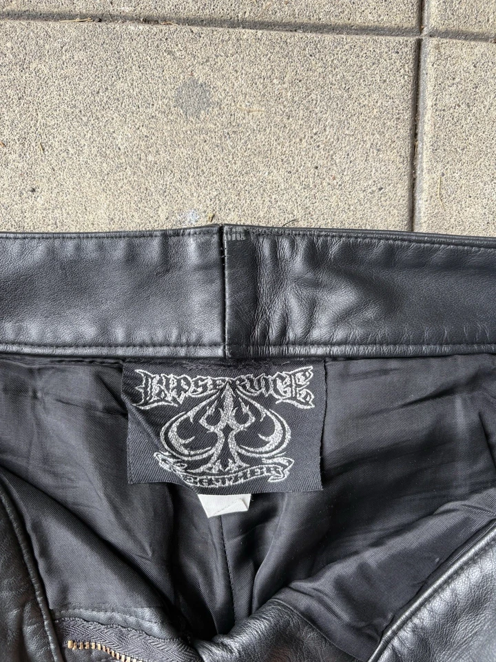 Pantalones de cuero acampanados Lip Service Ace Of Spades talla M Y2K gótico Steampunk Rick Owen Foto 3 de 4