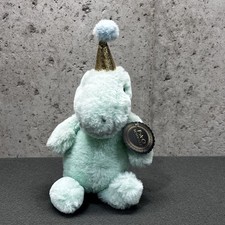 NWT - FAO Schwarz Plush T-Rex Dino Birthday Hat 12" Green Plush Animal / Lovey