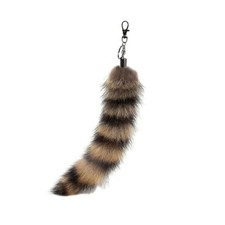 Fluffy Therian Raccoon Tail Keychain - Soft Raccoon Fur, 1 Raccoon 1pcs
