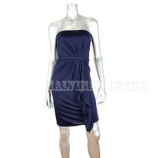 GUCCI DRESS STRAPLESS RUFFLE DETAIL BLUE JERSEY COCKTAIL $1,950 sz LARGE