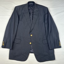 Brooks Brothers x Loro Piana Blazer 46R Wool Gold Button Madison Dark Navy Blue