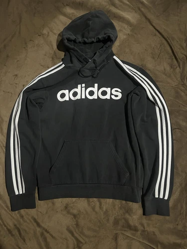 VETEMENTS Felpa Adidas unisex piccola nera bianca a righe con cappuccio pullover tasca basic