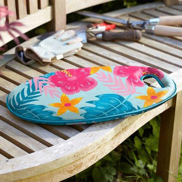 Garden Kneeler Pad Thick Knee Cushion Seat Memory Foam Blue Tropical 48cm
