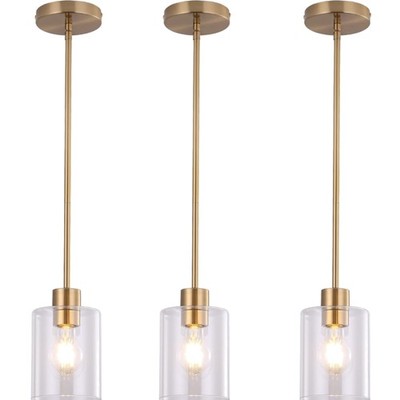 Brass Pendant Lights Kitchen Island - Gold Clear Glass Pendant Light Fixture ...