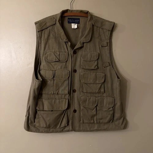 britches great outdoors Green Cotton Hunting Fishing Vest Men’s XL Vintage