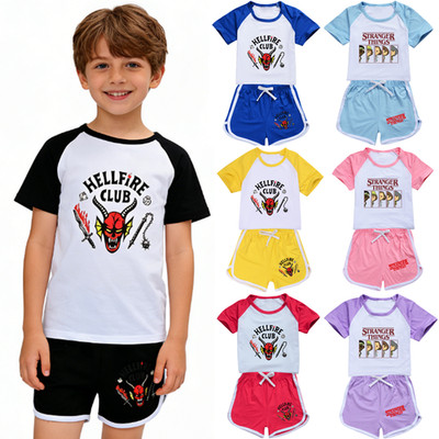 Jungen Fremder  Dinge Höllenfeclub T-Shirt Kurz Hosenanzug Nachthemd Outfits Set