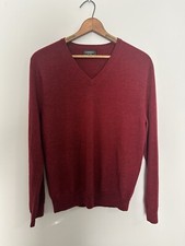 Express Sweater Mens Medium Maroon Modern Fit Extra Fine Merino Wool Euc