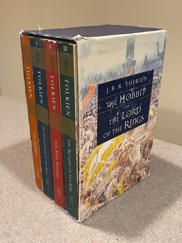 The Hobbit & The Lord of the Rings Boxed Set J R R Tolkien (4 Book Set) Trilogy - Foto 3 di 24