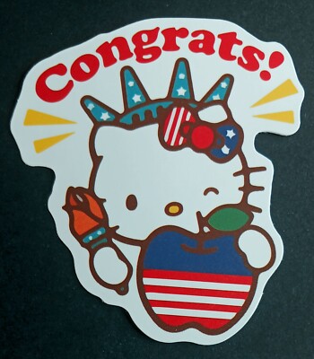 Hello Kitty Congrats America Laptop Bottle Waterproof Vinyl Sticker Decal 2-3 