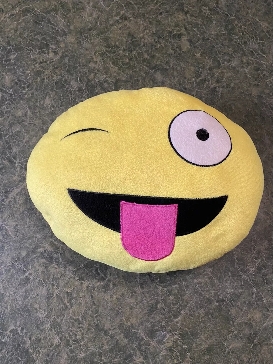 Emoji Expressions Plush Pillow Winking Face Stuck Out Tongue