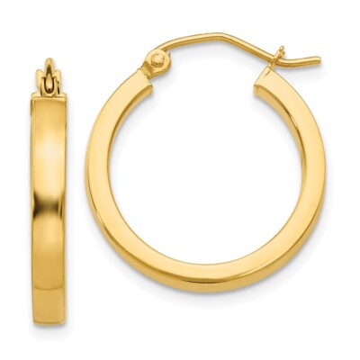 Echte 14kt Gelbgold 2x3mm Princess Square Tube Creolen