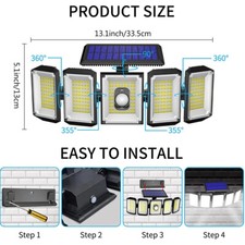 LED Solarleuchte mit Bewegungsmelder Außen Fluter Strahler Garten Solarlampe DE