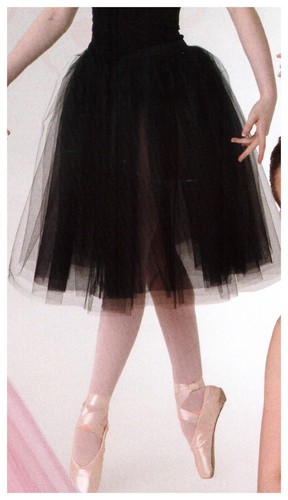 Falda Romántica Negra Longitud Ballet 4 Capas Tul Gasa con Baúles Engancha Panty - Imagen 3 de 8