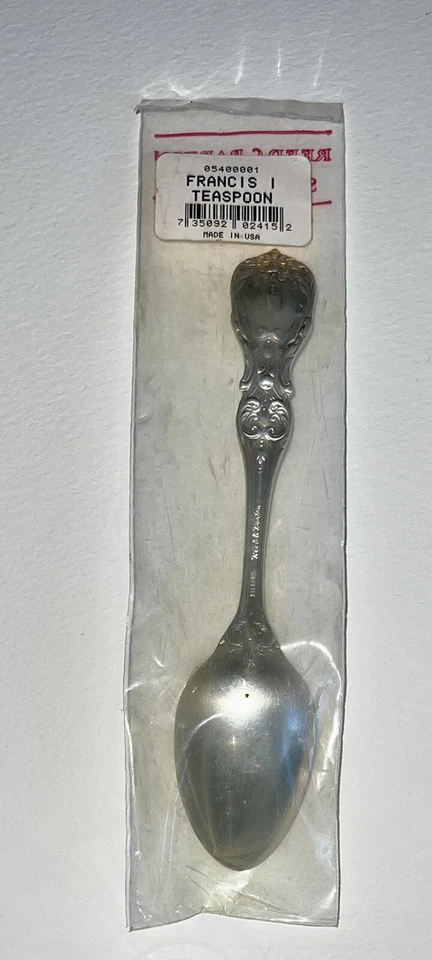 Cucharadita Reed & Barton Francis I plata esterlina 6" nueva en paquete original Foto 3 de 4