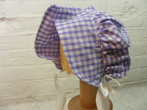 ADULT BABY SISSY BONNET blue gingham HAT COSPLAY LOLITA FANCYDRESS Victorian - Picture 23 of 40