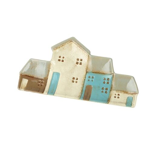 Ceramic Houses Plate Home Decor Christmas Gift 31.5x16.5x2cm - Picture 1 of 1