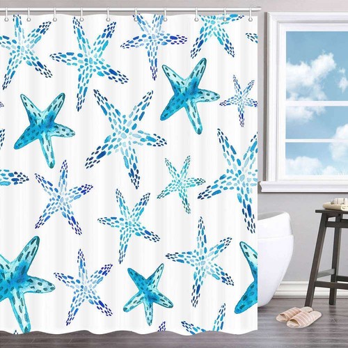 Starfish tenda doccia moderna tessuto 70-84 pollici tenda doccia lunga e set tappeto - Foto 10 di 10