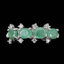 925 Sterling Silver Ring Oval Emerald 5x4mm Natural Gemstone Jewelry Size 7