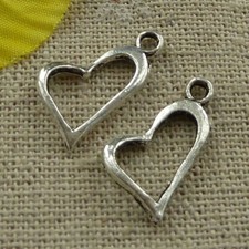 Free Ship 280 pcs tibetan silver heart charms 17x15mm L-3595