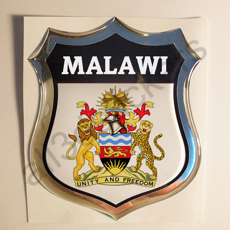 Sticker Malawi Emblem Coat of Arms Shield 3D Resin Domed Gel Vinyl Decal Car 