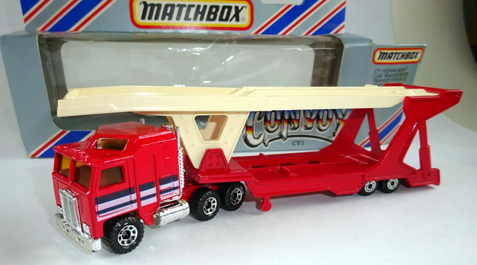 Matchbox Convoy CY1 Kenworth Car Transporter rot & beige top in Box - Bild 2 von 4
