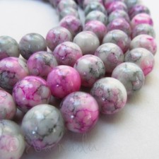 Pink Black Gray Spots Wholesale 10mm Round Glass Beads G0096 - 50, 100 or 200PCs