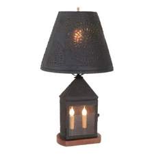 New Harbor Lamp in Textured Black with Metal Empire Shade