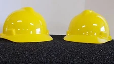 NEW LOT OF (2) MSA 463944 Hard Hat, FrtBrim, Slotted, PinLk, Yellow (B62H)