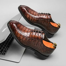 38-46 British Retro Style Men's Lace Up Formal Dress Square Toe PU Leather Shoes