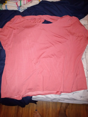 NEW Express Pink Shirt Twist Top Back Tee Large