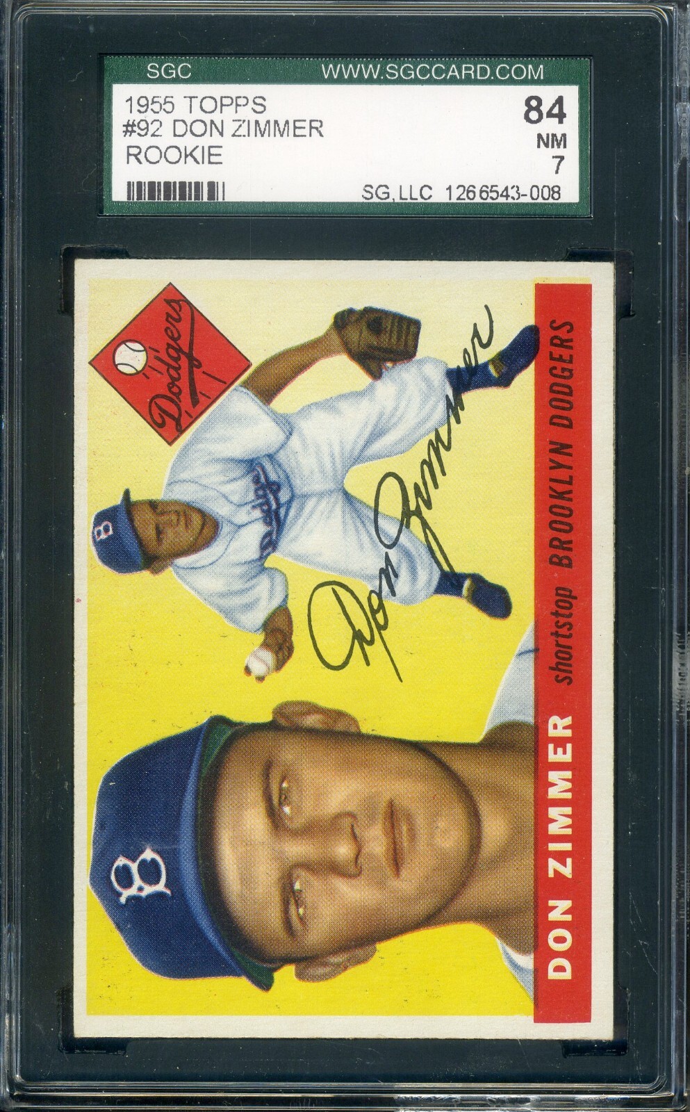 1955 Topps #92 Don Zimmer SGC 7 NM *Brooklyn Dodgers*