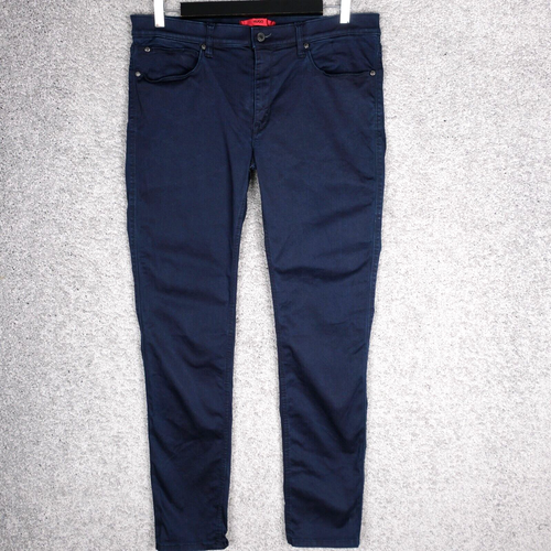 HUGO BOSS RED MENS JEAN'S W36 L34 BLUE NAVY DENIM STRETCH SLIM TAPERED ZIP - Picture 3 of 9