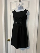 ANN TAYLOR PETITES BLACK SLEEVELESS WORK DRESS SZ 2P