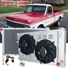 4 Row Radiator Shroud Fan Kits For 1967-1972 Chevy C K G Series GMC Blazer Truck