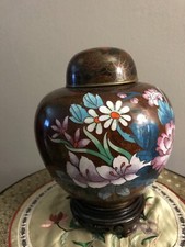 CLOISONNE VASE POTICHE POT COUVERT BRONZE EMAUX CHINE CHINOIS ASIATIQUE JAPONAIS