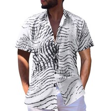 Men's Hawaiian Shirts Summer Holiday Beach Casual Aloha Party Button Down Shirt