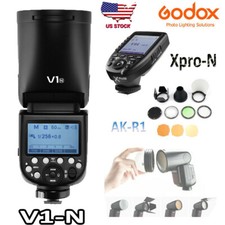 Godox V1-N For Nikon Flash 2.4G TTL Round Head Speedlite  Xpro-N  AK-R1 Kit US