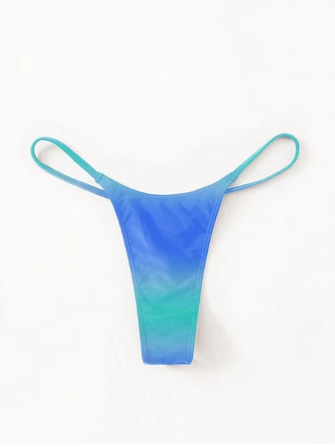 Women's Cyan Sky Blue Sexy Swim Swimwear Cheeky G-String Thong Bikini Bottoms