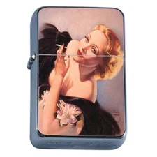 Vintage Smoking Pinup ILLUSTRATION  Oil Lighter